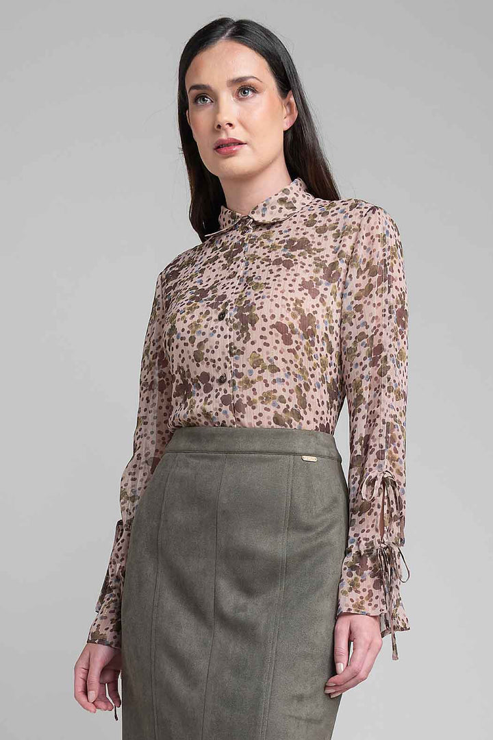 Blusa Camisera Con Estampado Floral