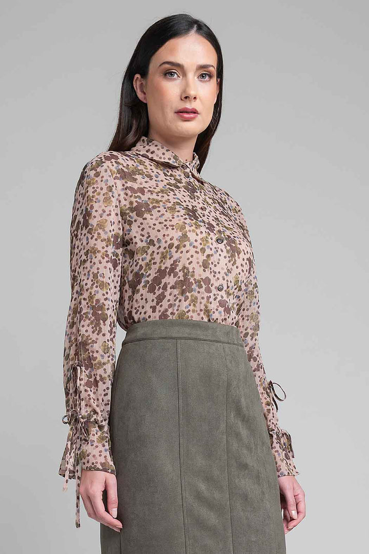 Blusa Camisera Con Estampado Floral