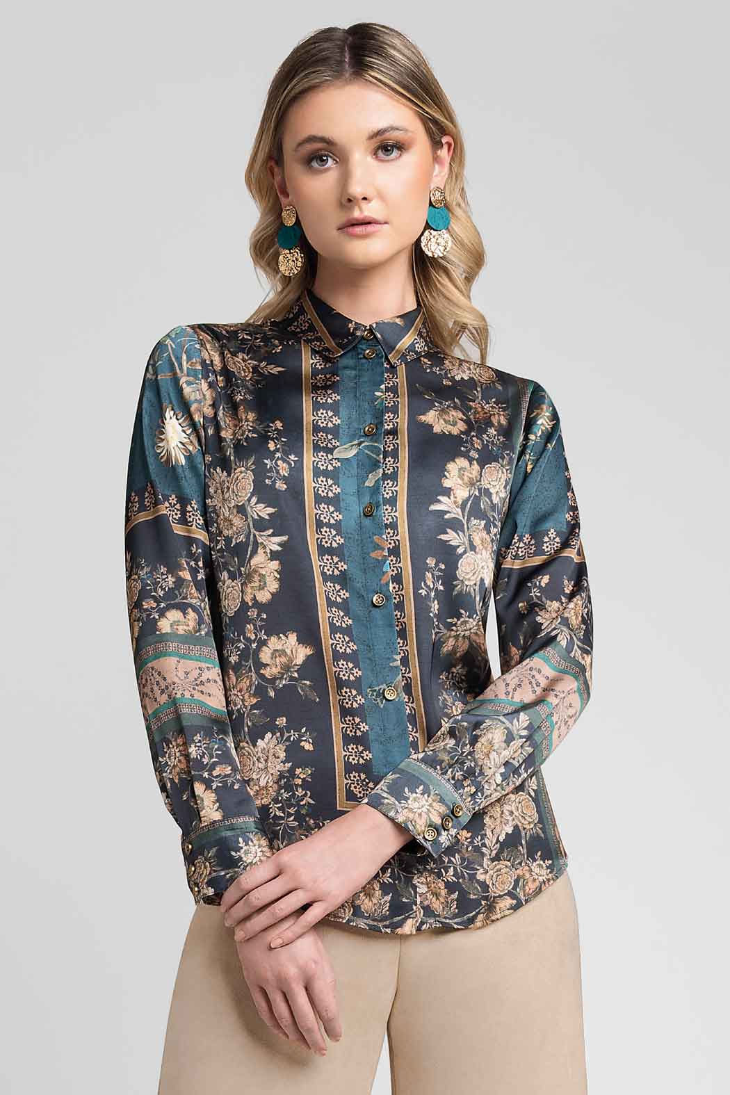 Blusa Camisera Con Estampado