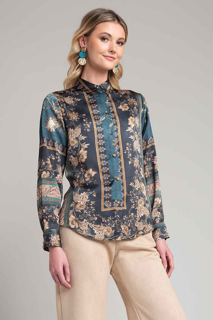 Blusa Camisera Con Estampado