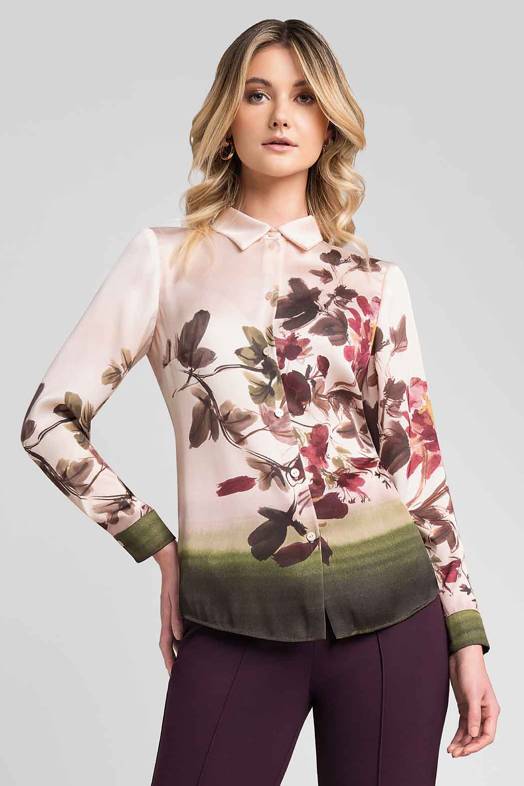 Blusa Camisera Con Estampado Floral