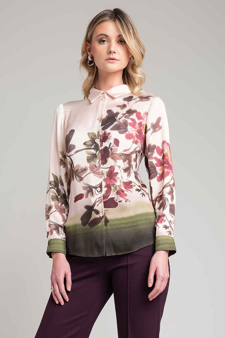 Blusa Camisera Con Estampado Floral
