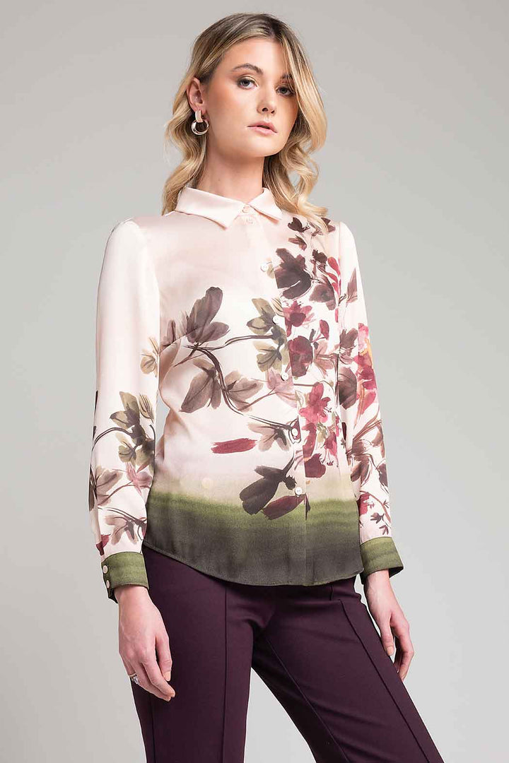 Blusa Camisera Con Estampado Floral