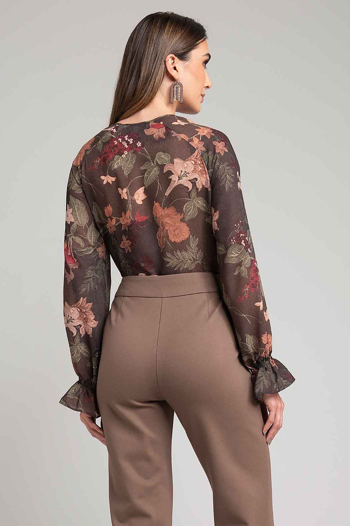 Blusa De Manga Larga Con Estampado Floral