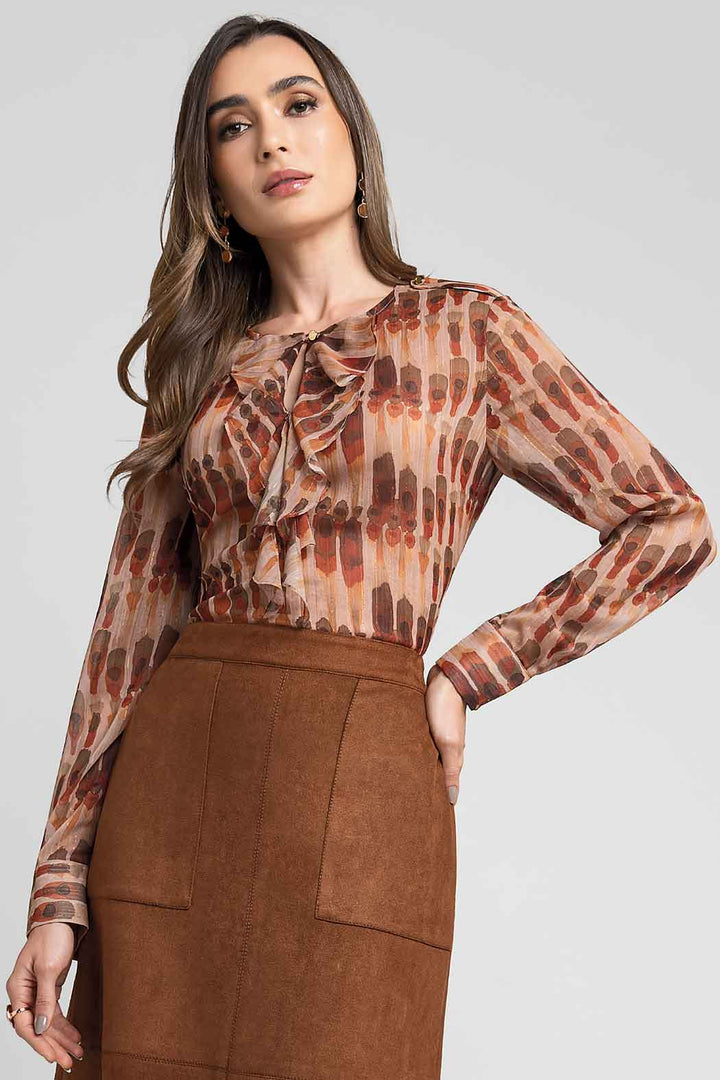 Blusa Estampada Con Olanes Al Frente