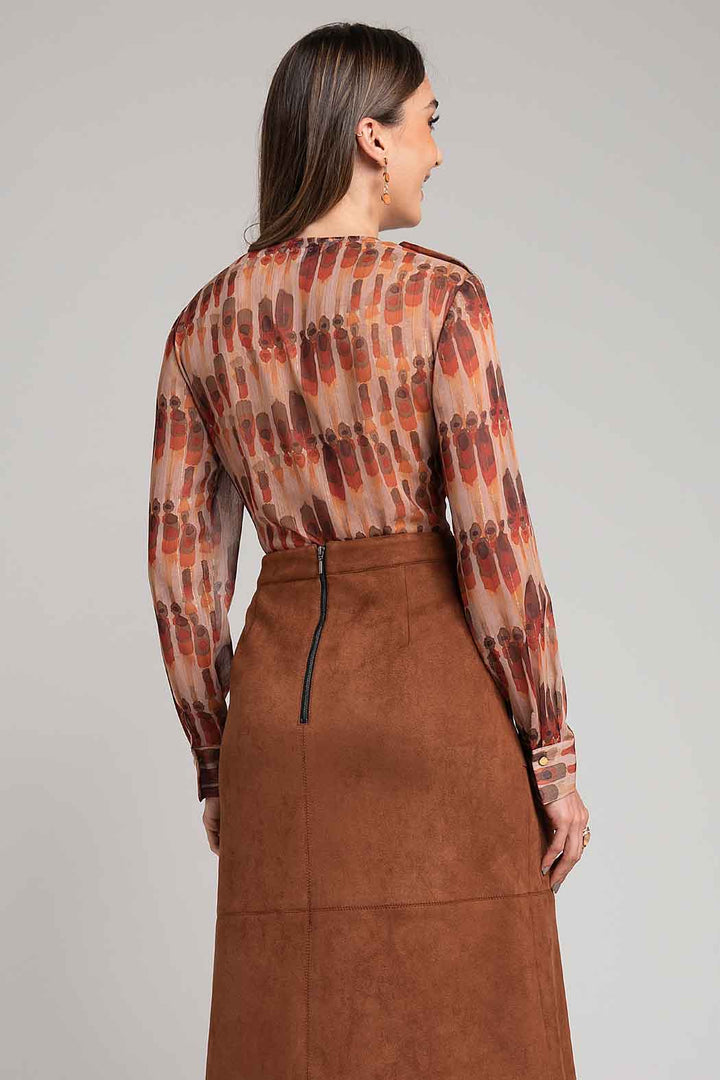 Blusa Estampada Con Olanes Al Frente