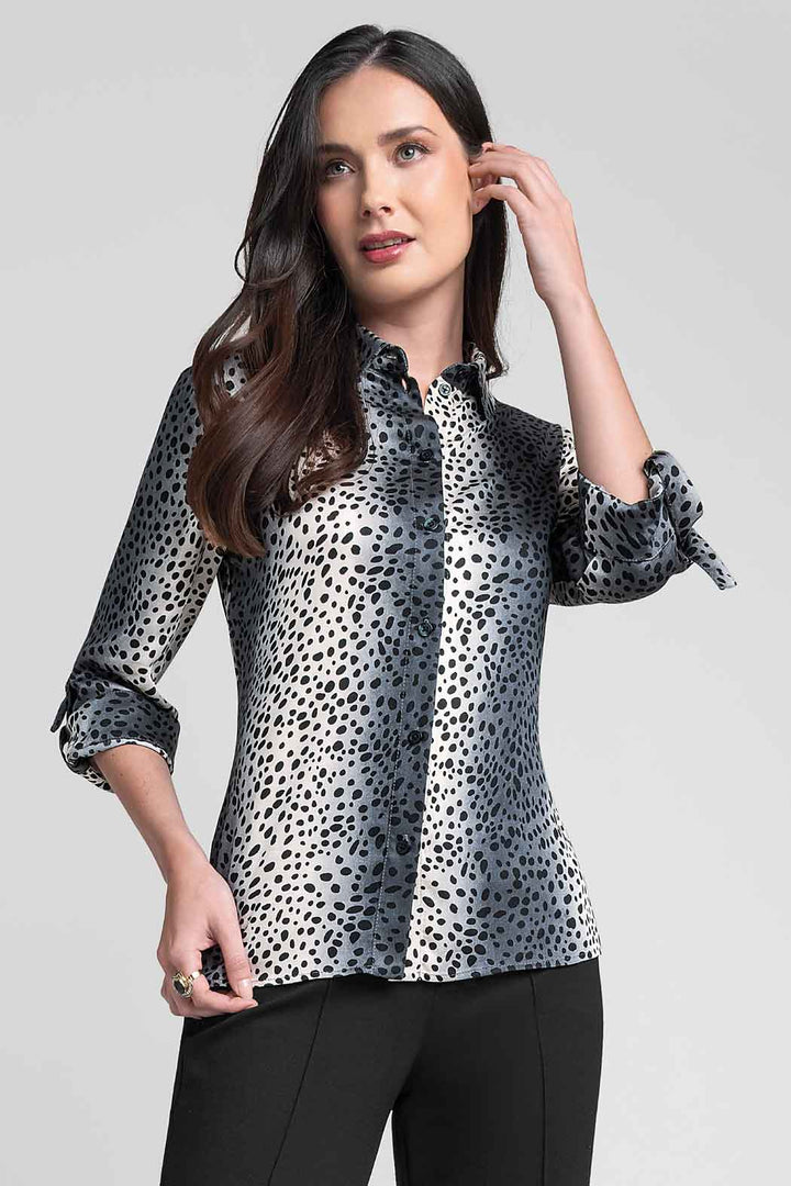 Blusa De Satin Con Estampado Animal Print