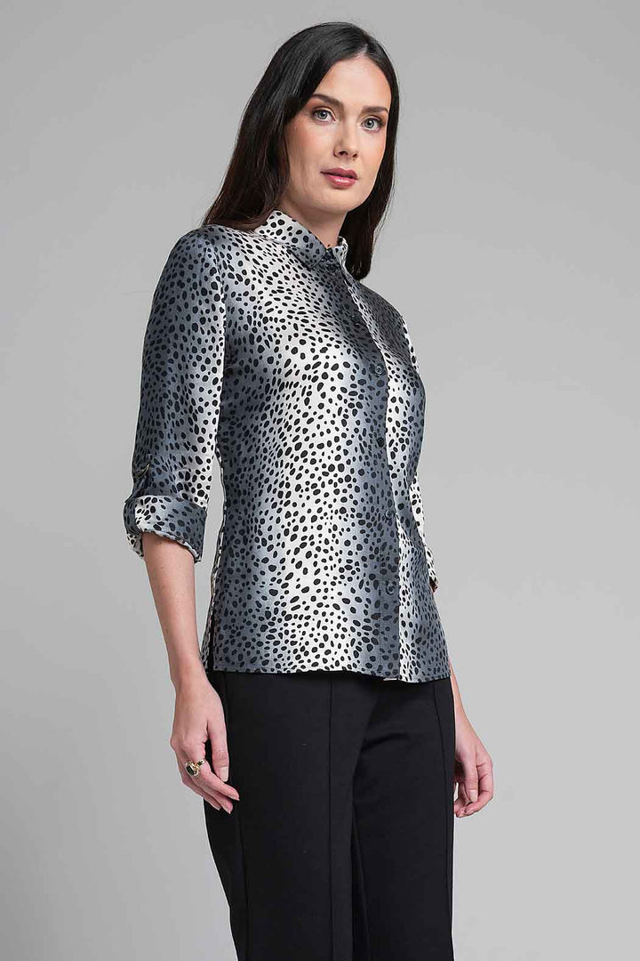 Blusa De Satin Con Estampado Animal Print