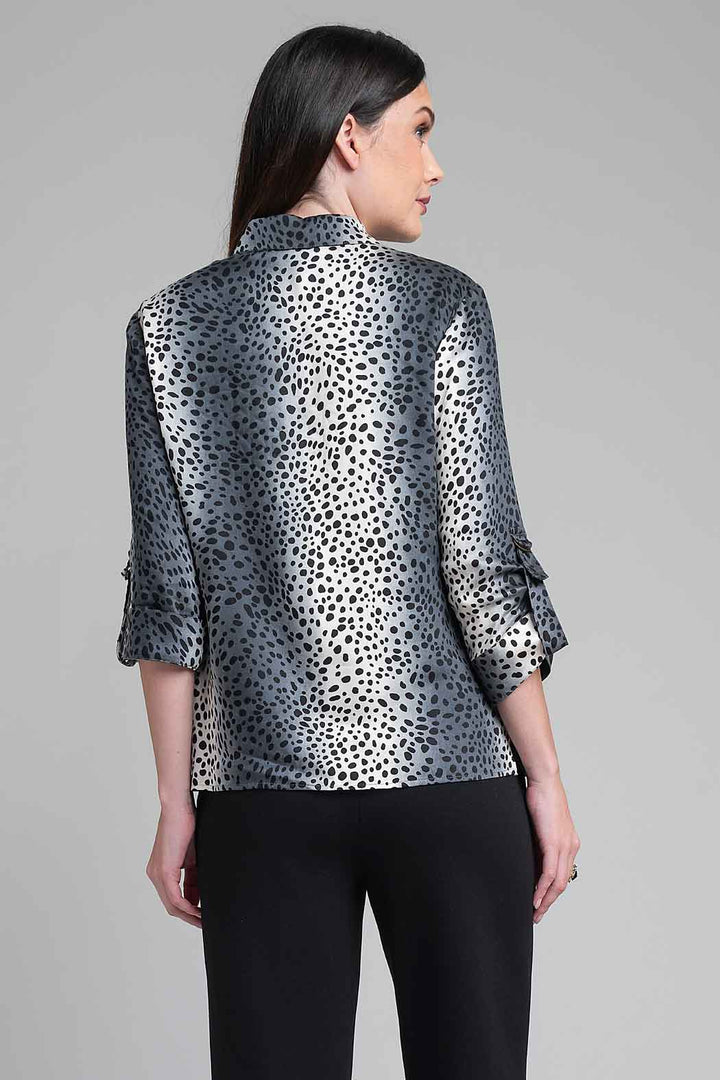 Blusa De Satin Con Estampado Animal Print