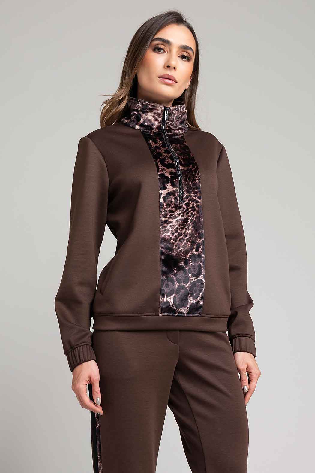 Sudadera Con Estampado Animal Print Al Frente