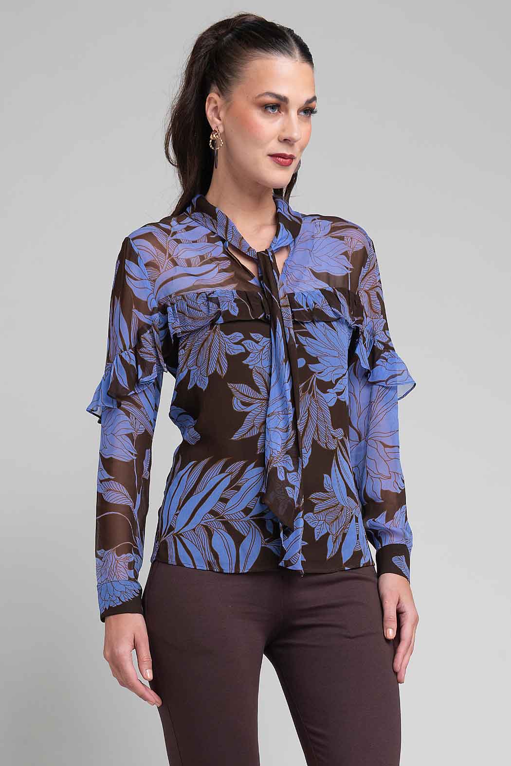 Blusa Estampada Con Manga Larga
