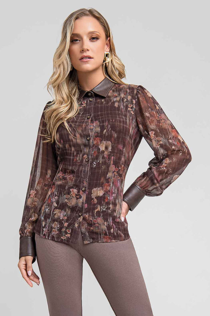 Blusa Camisera Con Estampado Floral