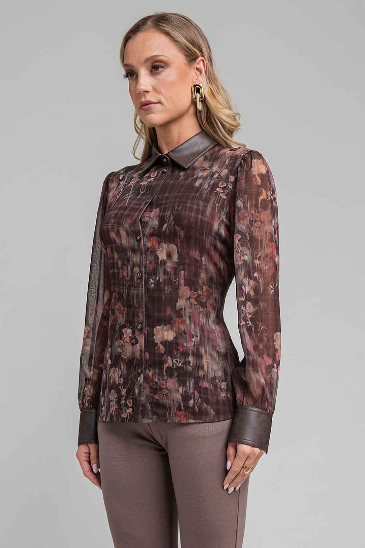 Blusa Camisera Con Estampado Floral