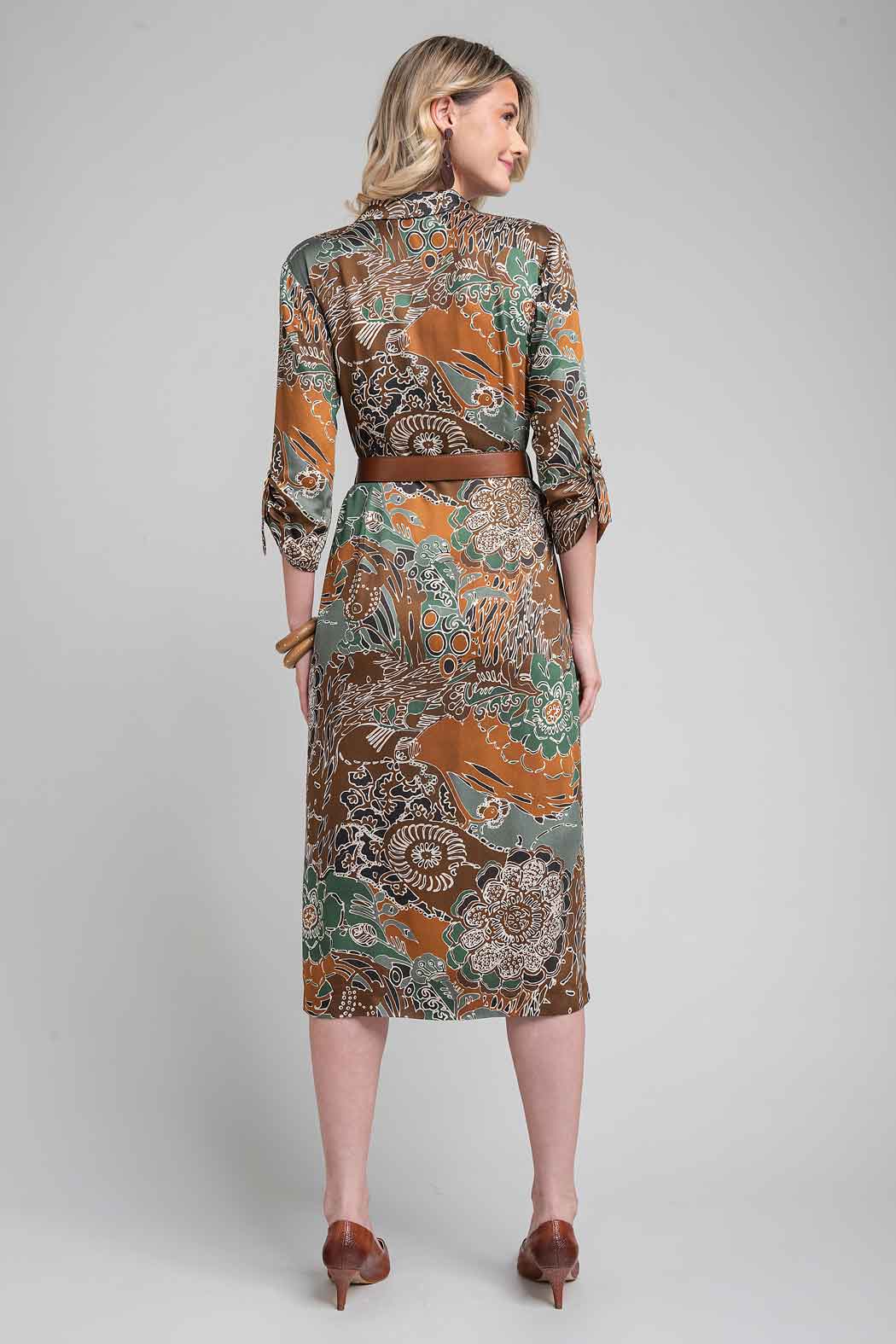 Vestido Estampado Con Cinturon