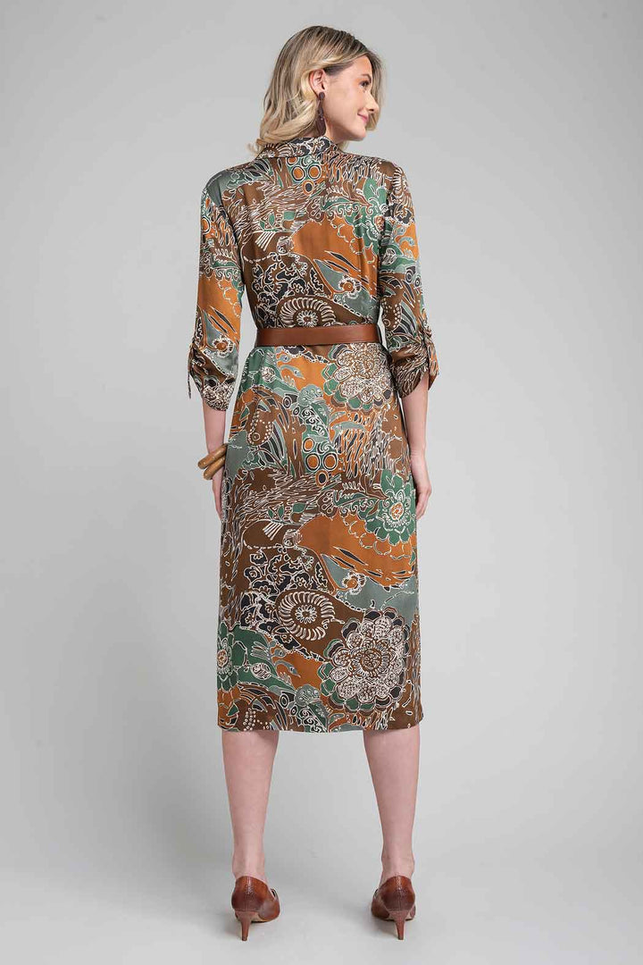 Vestido Estampado Con Cinturon