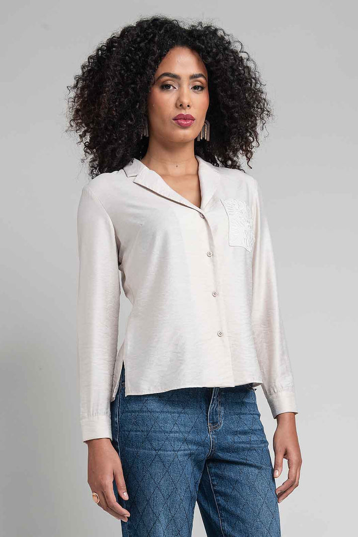 Blusa Camisera Con Manga Larga