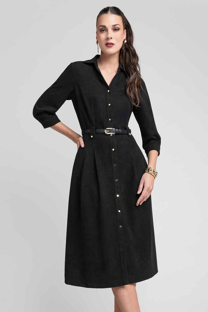 Vestido Con Botones Frontales Y Cinturon