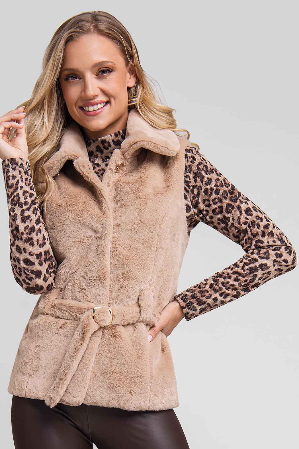 Blusa De Manga Larga Con Estampado Animal Print