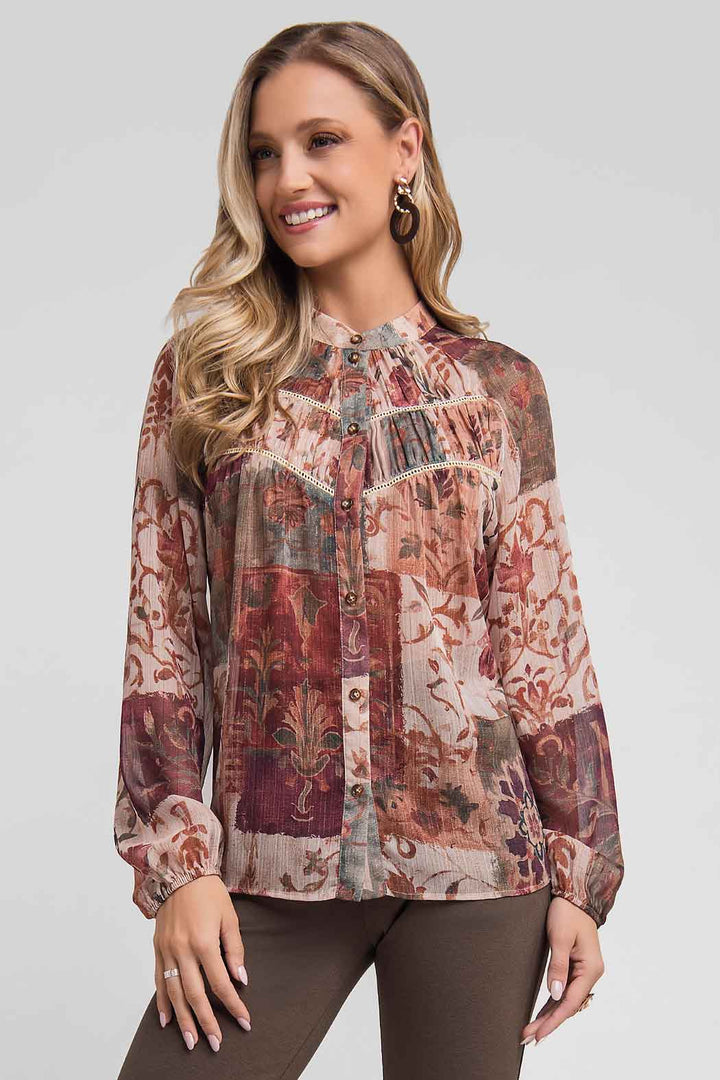 Blusa Estampada Con Manga Larga