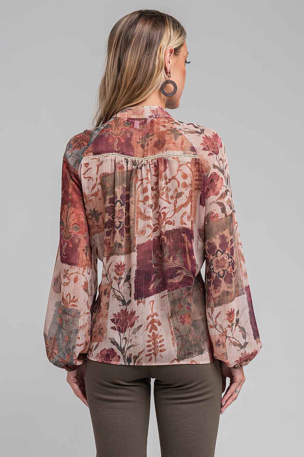Blusa Estampada Con Manga Larga
