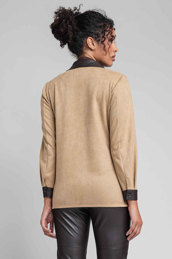 Camisola Con Cuello Y Puños De Vinipiel