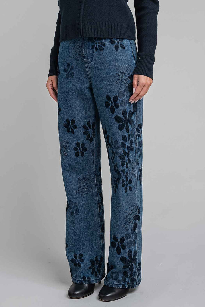 Jeans Con Estampado Floral