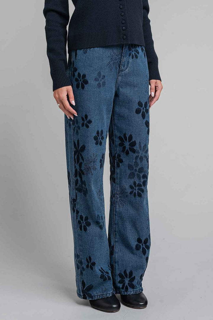Jeans Con Estampado Floral
