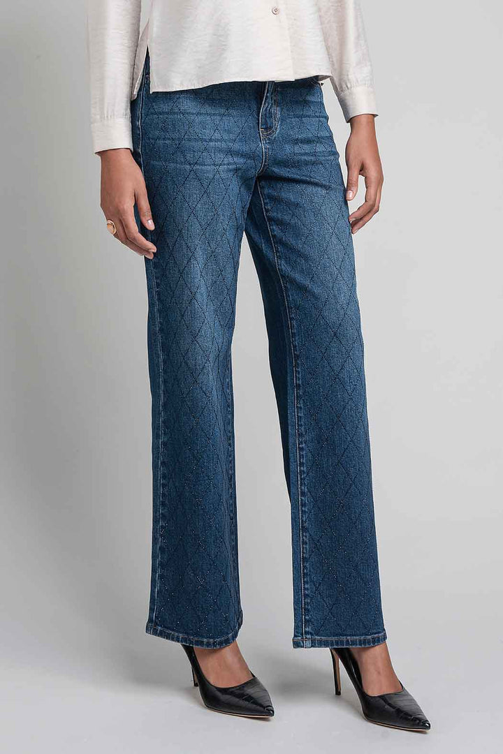 Jeans Con Brillos Corte Recto