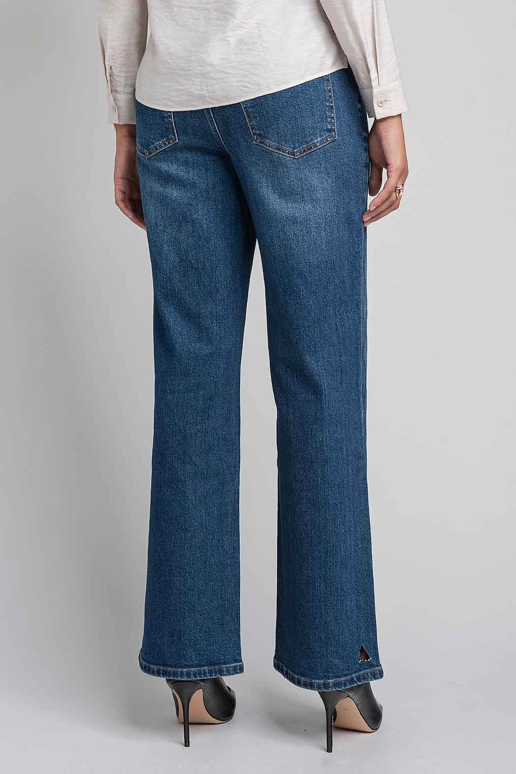 Jeans Con Brillos Corte Recto