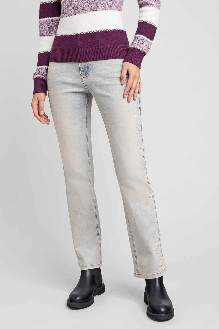 Jeans Con Brillos Laterales