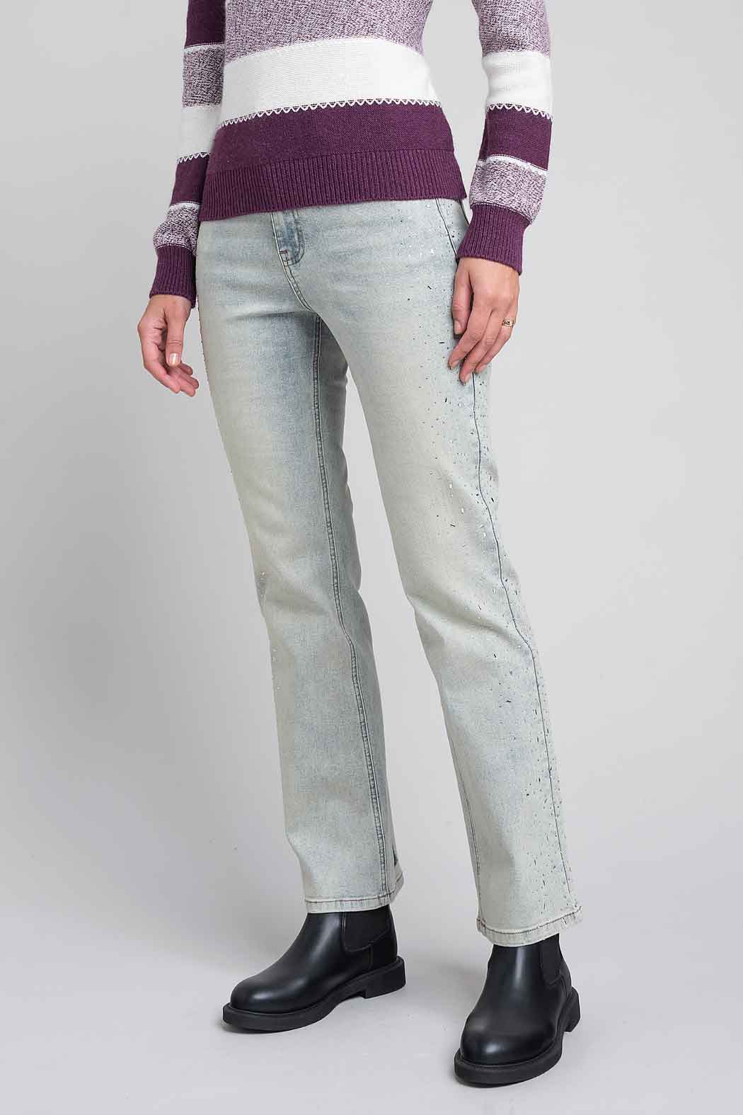 Jeans Con Brillos Laterales