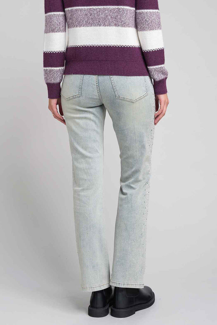 Jeans Con Brillos Laterales