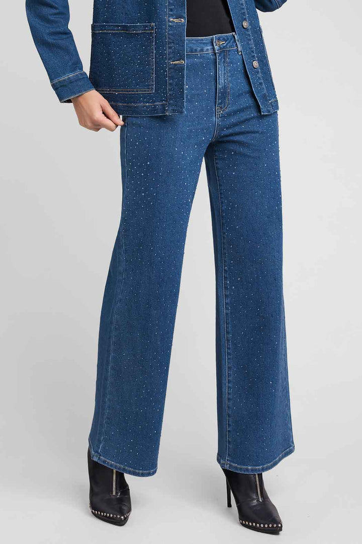 Jeans Corte Recto Con Brillos