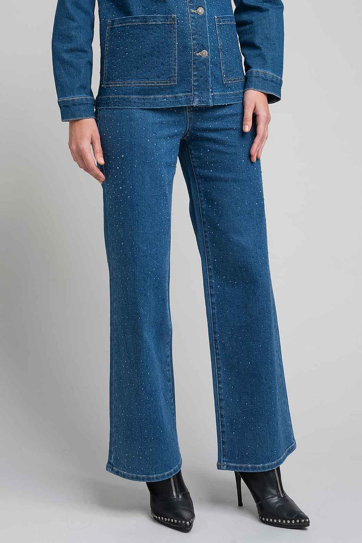 Jeans Corte Recto Con Brillos
