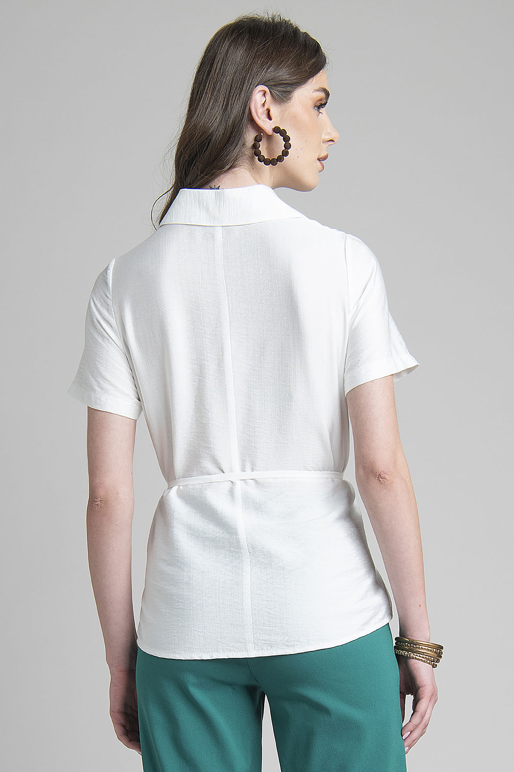 Blusa De Manga Corta Con Jareta