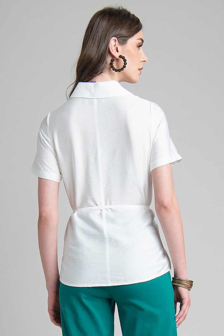 Blusa De Manga Corta Con Jareta