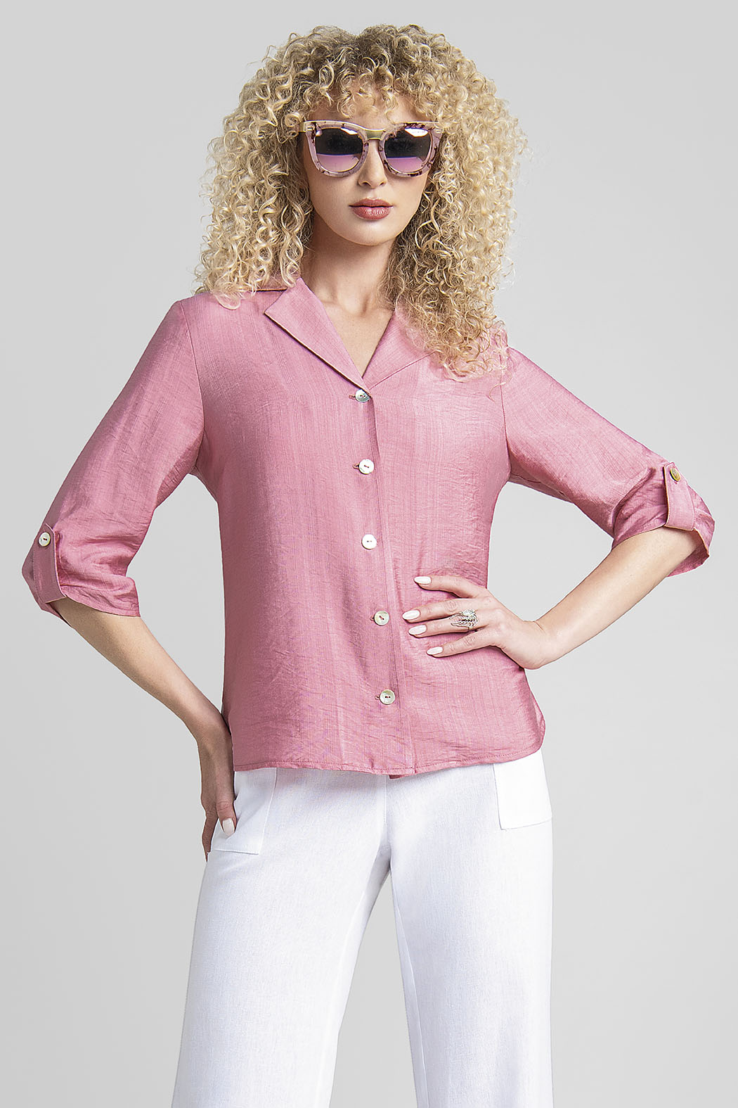 Blusa Con Cuello Camisero Y Solapa