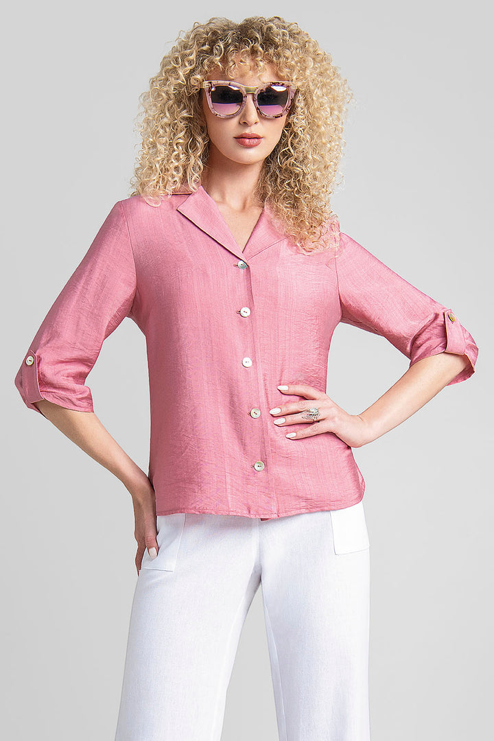 Blusa Con Cuello Camisero Y Solapa