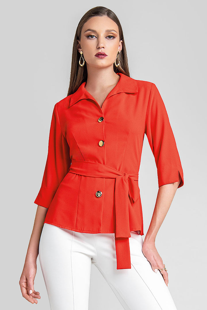 Blusa Con Manga 3/4 Y Jareta En Cintura