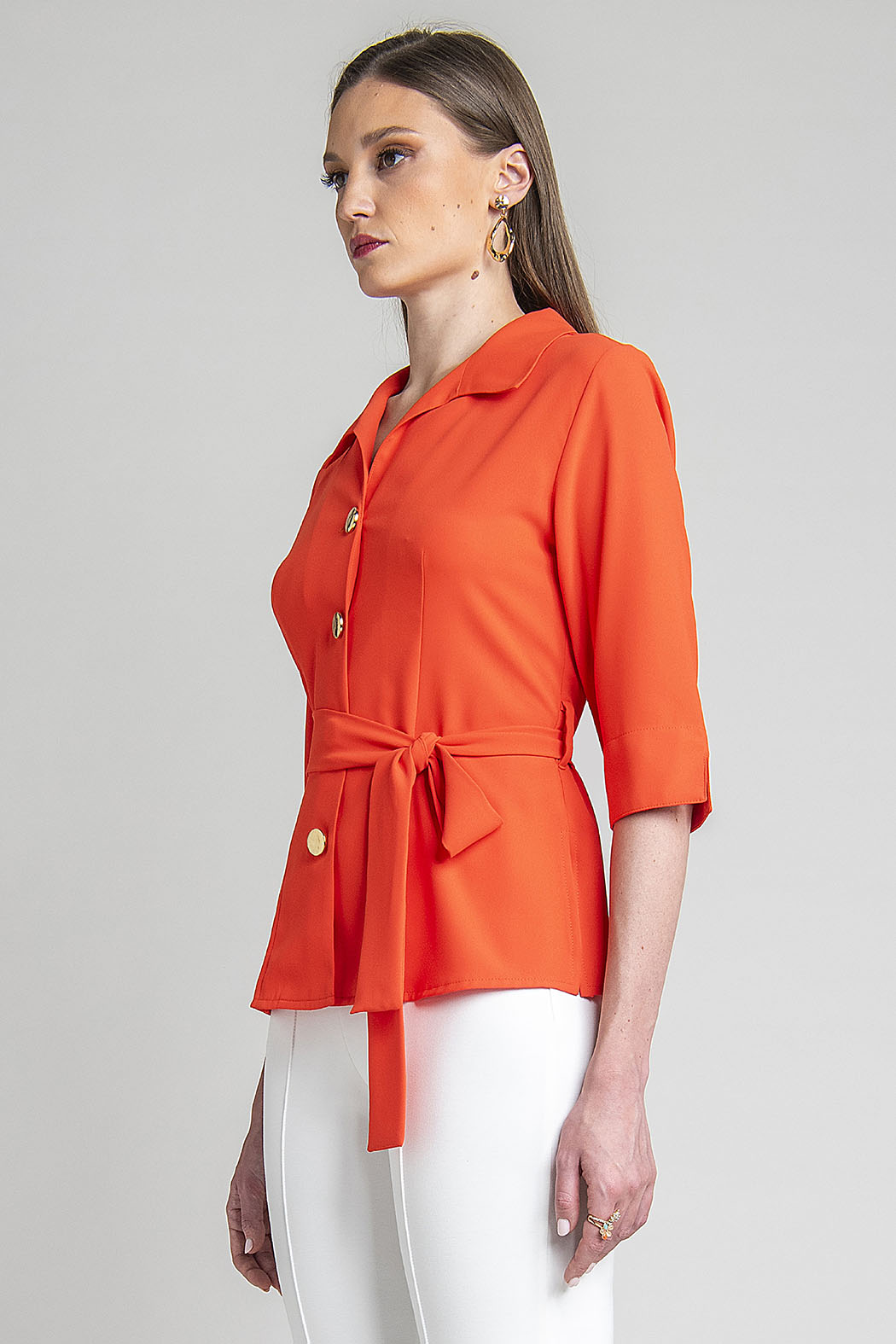 Blusa Con Manga 3/4 Y Jareta En Cintura