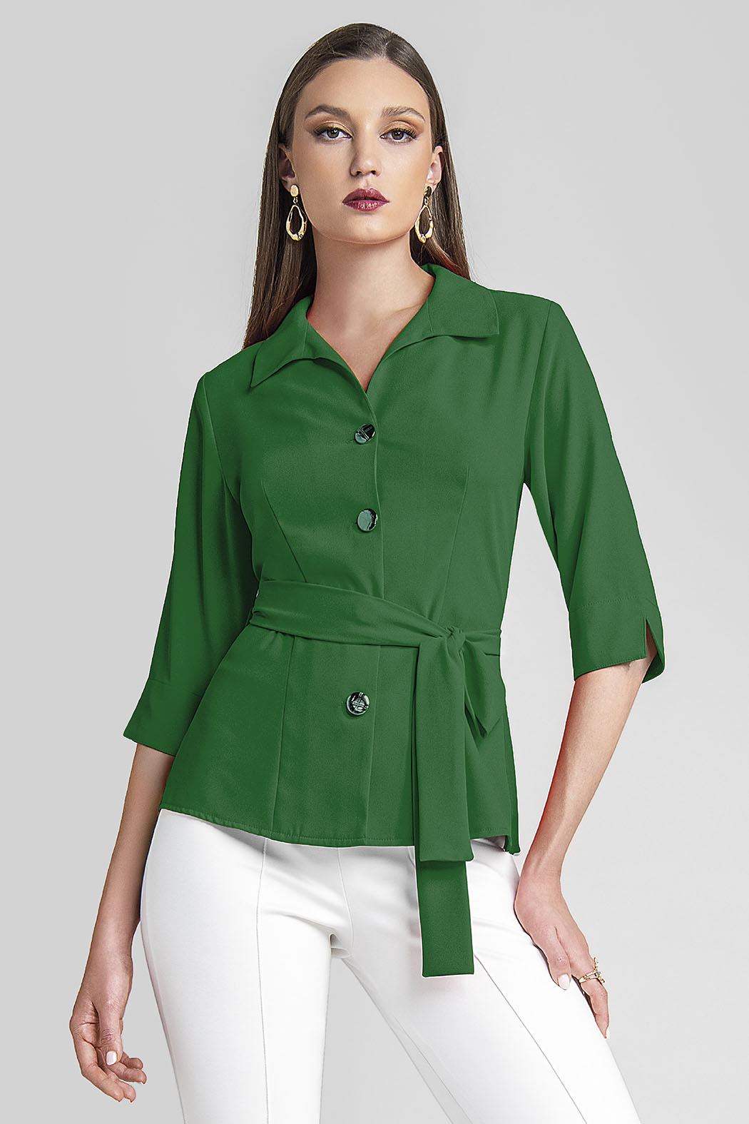 Blusa Con Manga 3/4 Y Jareta En Cintura