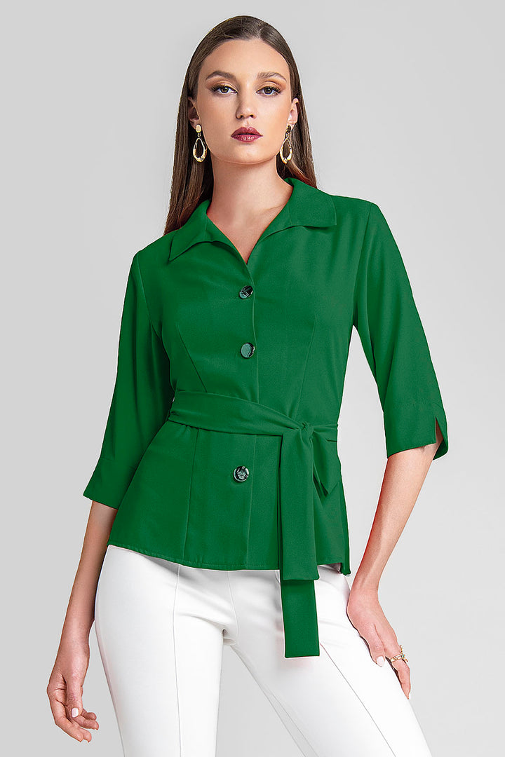Blusa Con Manga 3/4 Y Jareta En Cintura