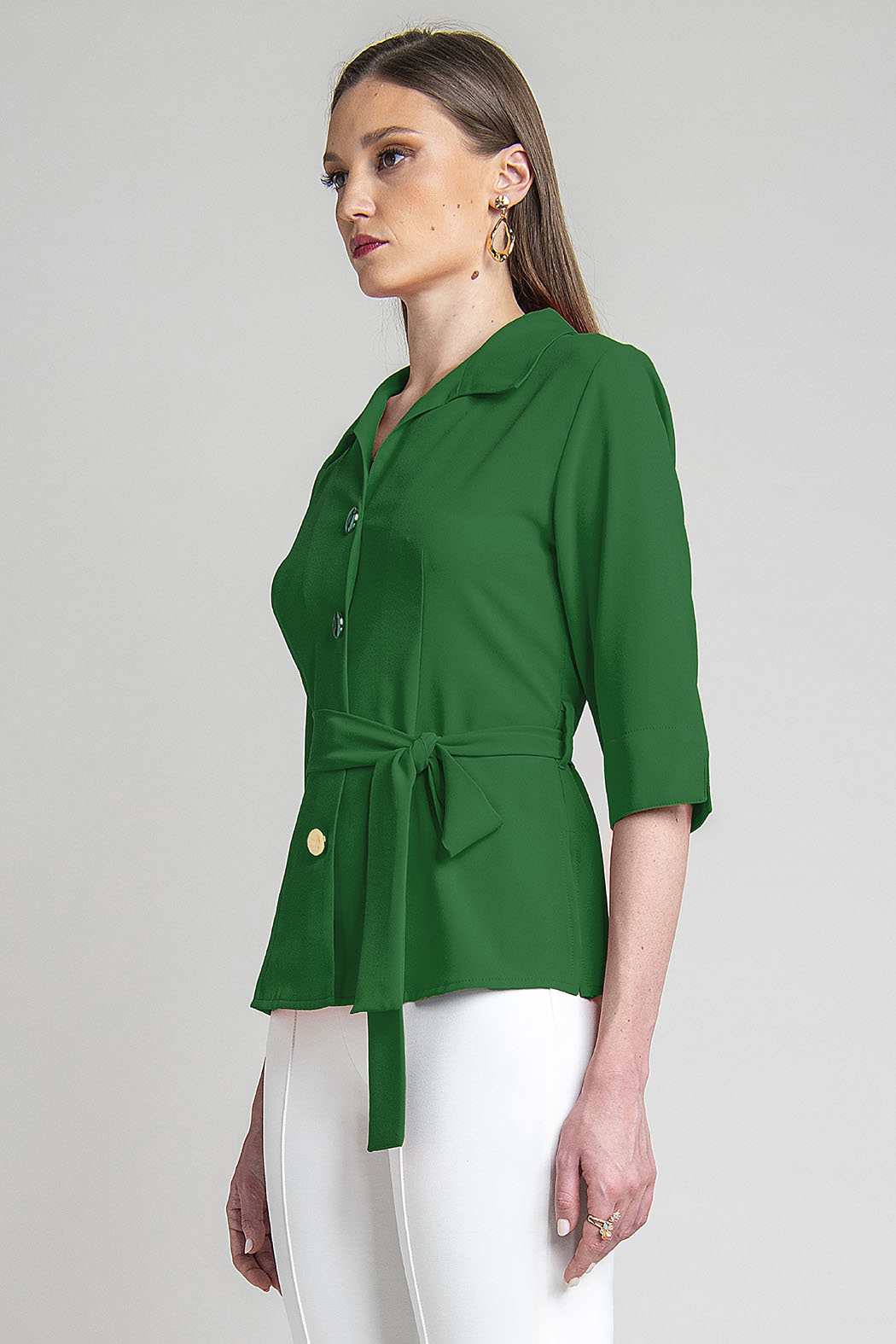 Blusa Con Manga 3/4 Y Jareta En Cintura