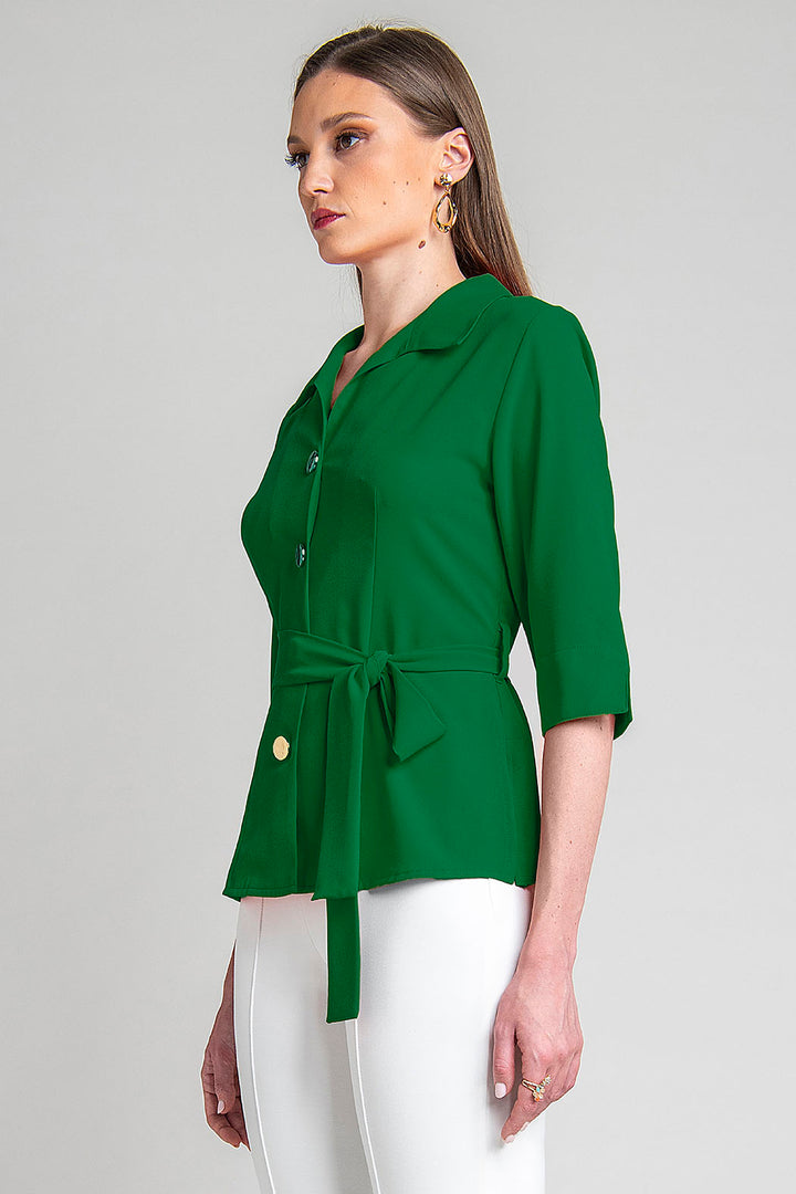 Blusa Con Manga 3/4 Y Jareta En Cintura