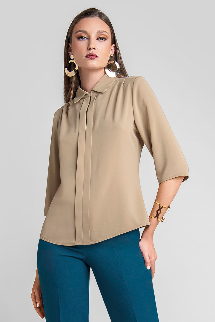 Blusa Lisa Con Manga 3/4