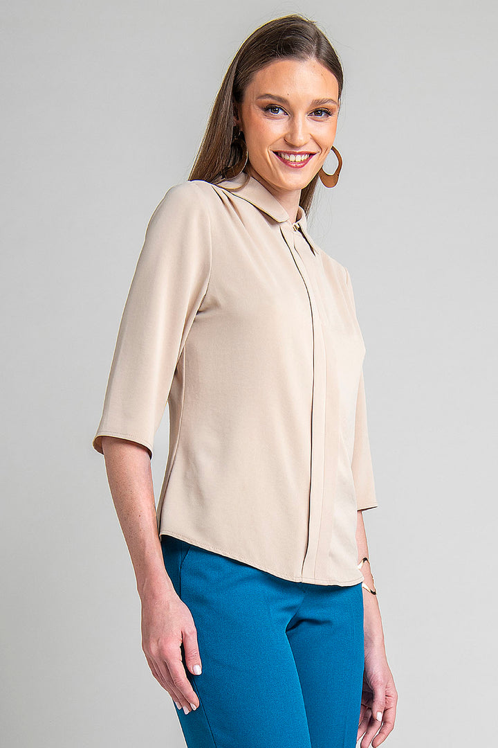 Blusa Lisa Con Manga 3/4