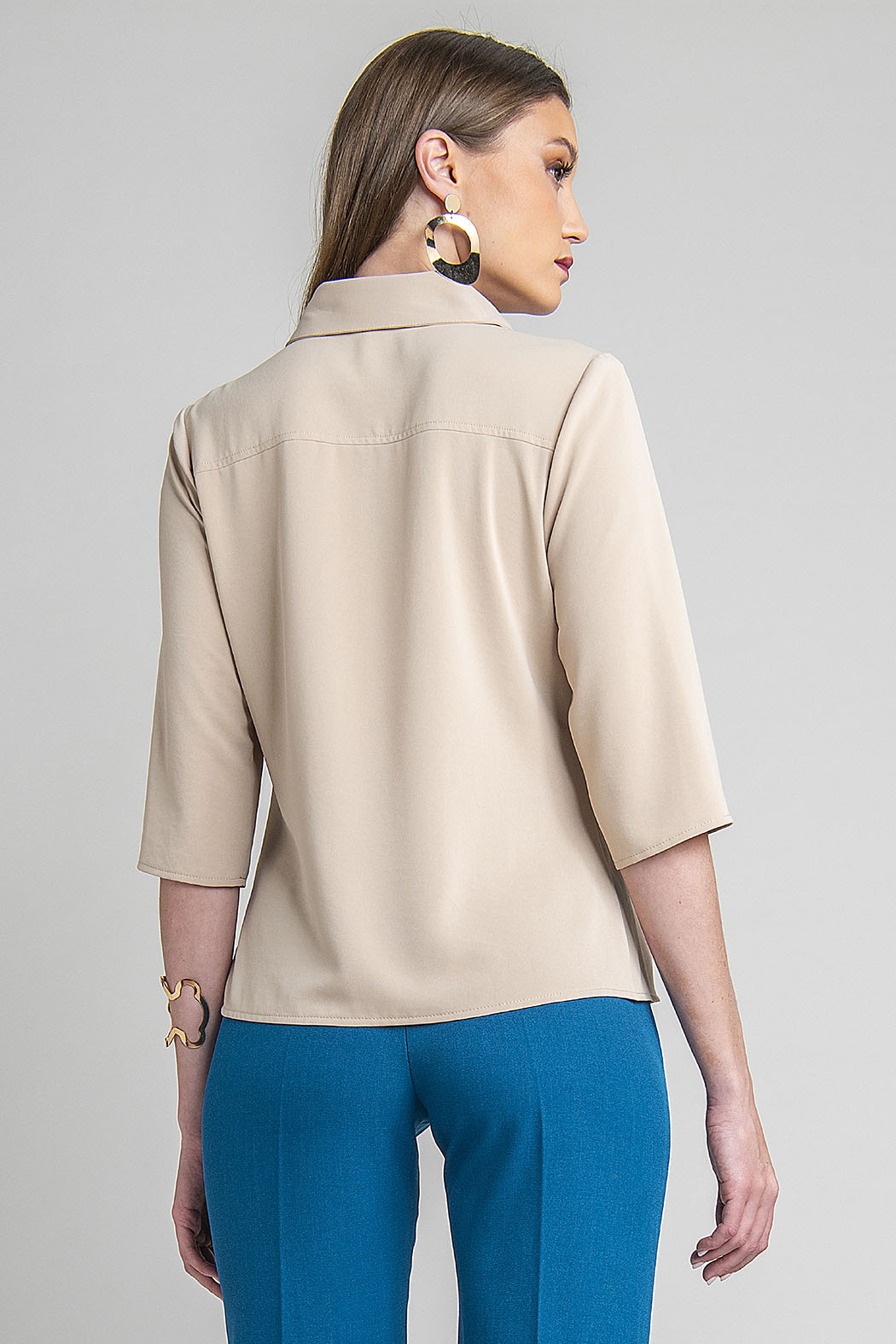 Blusa Lisa Con Manga 3/4