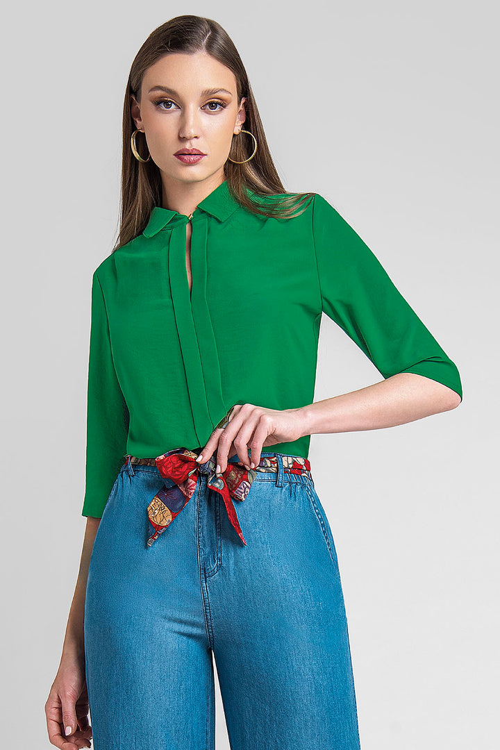 Blusa Lisa Con Manga 3/4