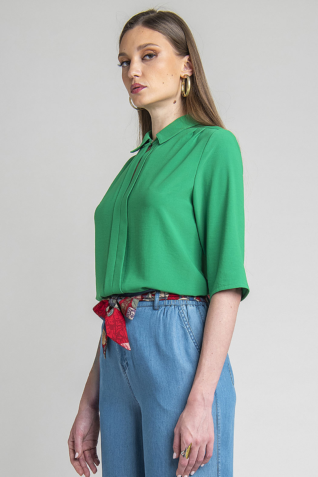Blusa Lisa Con Manga 3/4