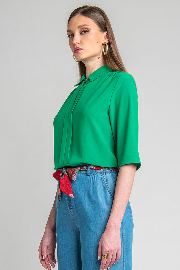 Blusa Lisa Con Manga 3/4